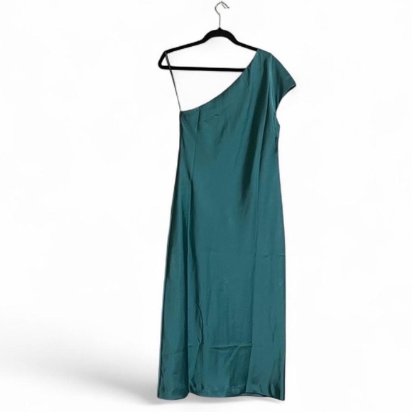 Banana Republic Midi Dress Sz S Satin One-Shoulder Elegant One-Shoulder Cocktail - Picture 4 of 8